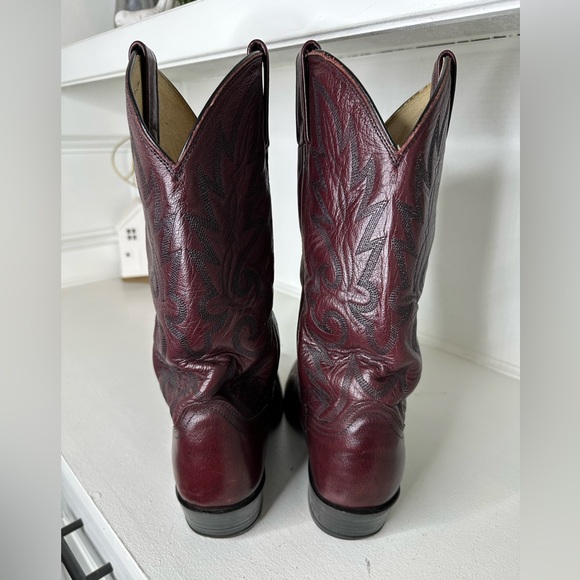 Vintage Dan Post Oxblood Burgundy Classic Western Cowboy Boots Made in USA -10D - Picture 7 of 10